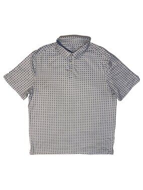 Burlebo Texas Polo Men’s M Navy AOP Geometric Performance Stretch Short Sleeve
